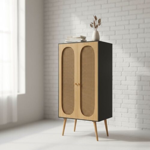 Rattan Raw Oak Wardrobe
