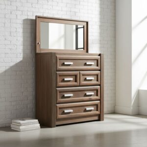 Four Drawer Wooden Chest with Mirror