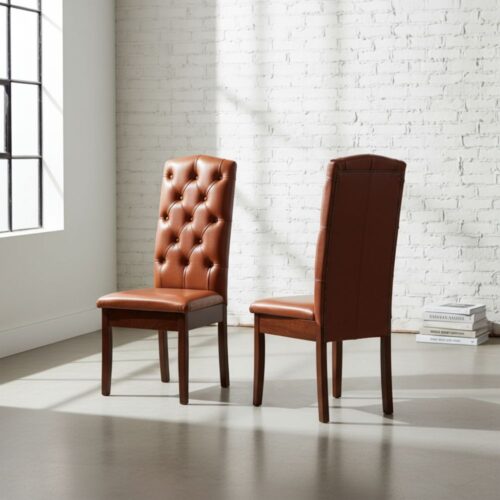 Fully Buttoned Wooden Chair