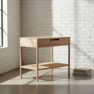 Hudson Pedestal 1 Drawer with Rattan Shelf