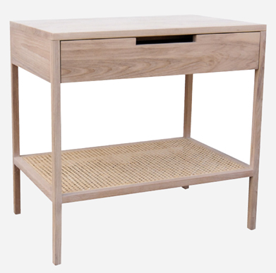 Hudson Pedestal 1 Drawer with Rattan Shelf - Image 2