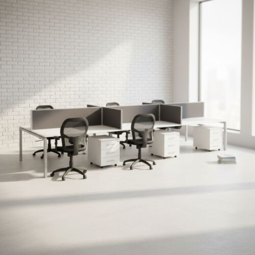 6-Way Bench Cluster with Mobile Pedestals